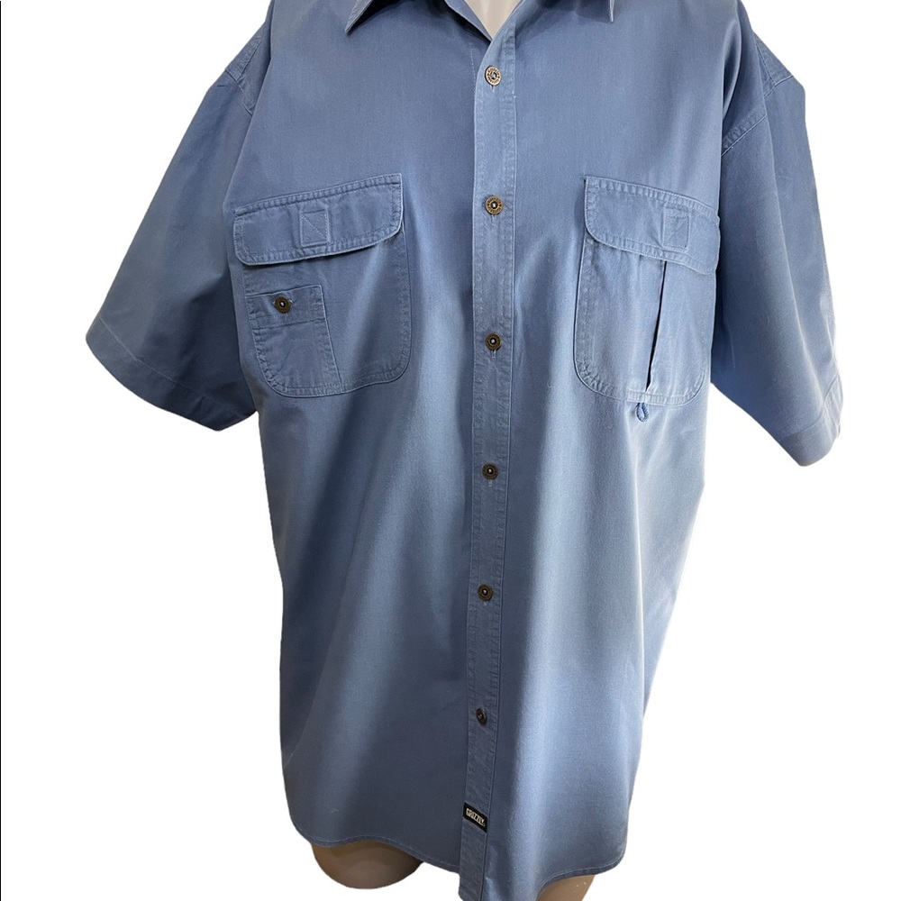 Grizzly mens shirt short sleeve blue size large